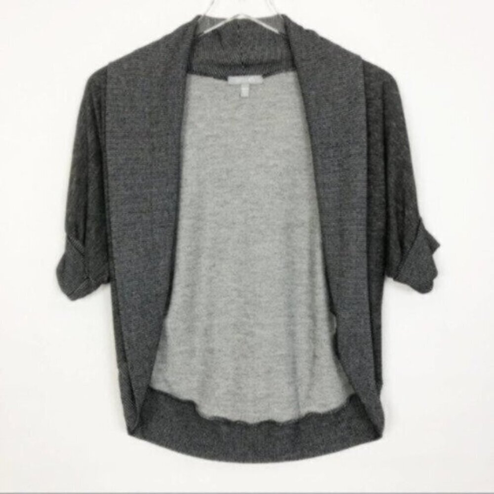 dELiA*s | Sweater Grey 3/4 Sleeves Stripe Open Front Shrug Size Small